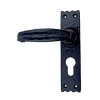 "Azaz" Black Iron Door Handle with Plate